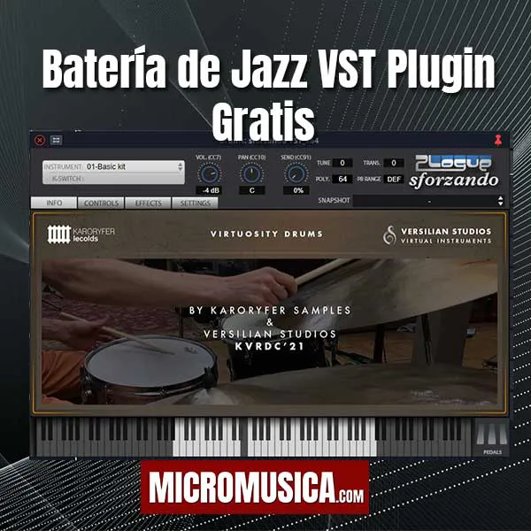 micromusica.com - Excelente Plugin Gratis , Batería De Jazz Para Sforzando Increíble Calidad De Sonido.  