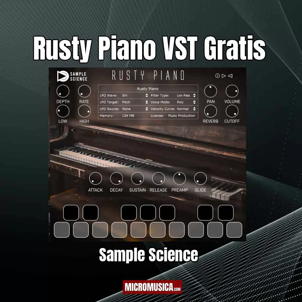micromusica.com - Piano virtual gratis Rusty Piano sonido de cuerdas oxidadas 