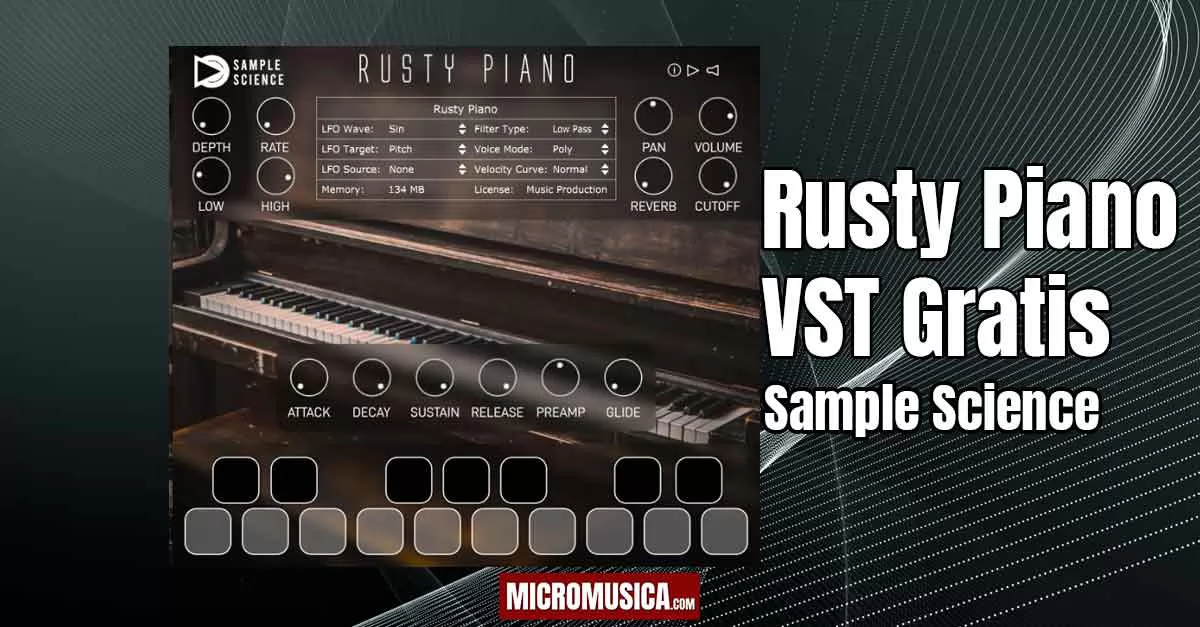 micromusica.com - Piano virtual gratis Rusty Piano sonido de cuerdas oxidadas 