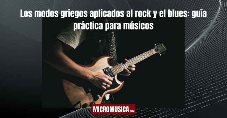 Guitarrista tocando rock, ilustrando los modos griegos aplicados al rock y el blues